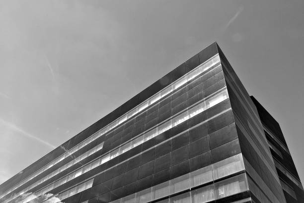 istock Modern office building exterior. Black and white 697732680