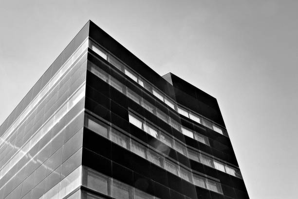 istock Modern office building exterior. Black and white 697732818