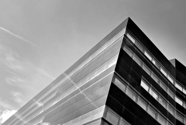 istock Modern office building exterior. Black and white 697732850