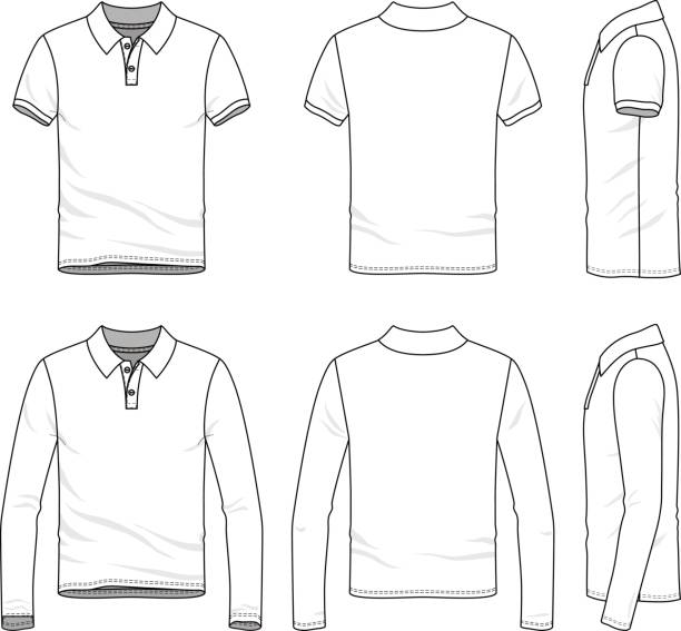 illustrations, cliparts, dessins animés et icônes de ensemble de vêtements de polo chemise. - polo