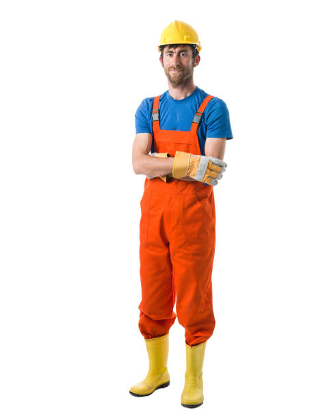 Portrait of Manual Worker Wearing Protective Clothes And Hardhat