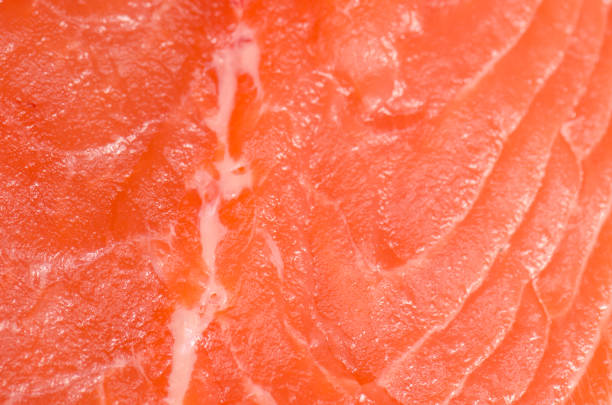 istock Salmon on ice at the fish market, texture 697753456
