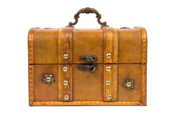 istock Old wooden chest on white background 697753580