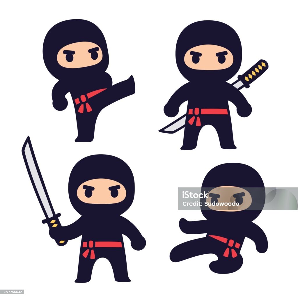 Vetores de Conjunto De Ninja Bonito Dos Desenhos Animados e mais imagens de  Ninja - Ninja, Vector, Estilo Mangá - iStock