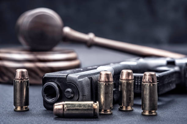 Gavel and gun rights stock photo