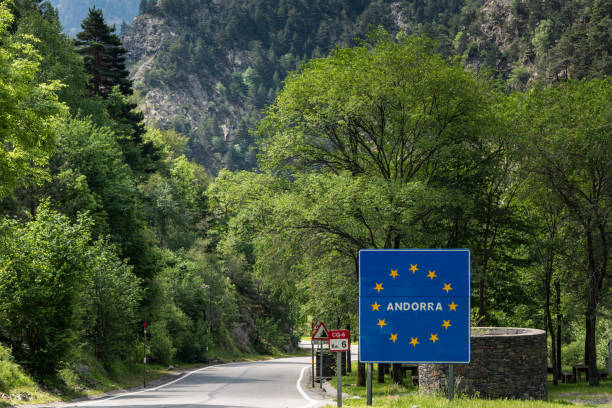Andorra sign on border crossing