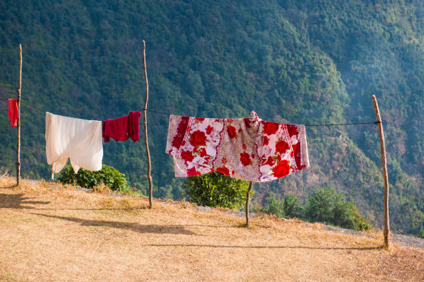 istock fabric on clothes line at the mountain 697797356