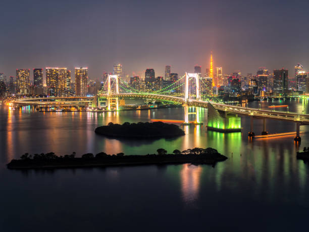 istock Tokyo Tower and Rainbow Bridge in Japan 697797528