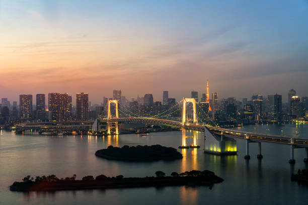 istock Tokyo Tower and Rainbow Bridge in Japan 697797540