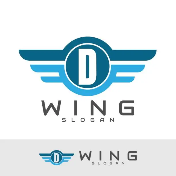 Vector illustration of Letter D wings icon design template