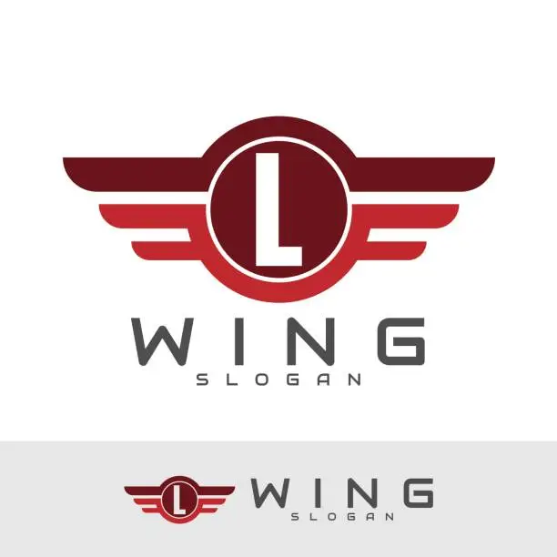 Vector illustration of Letter L wings icon design template