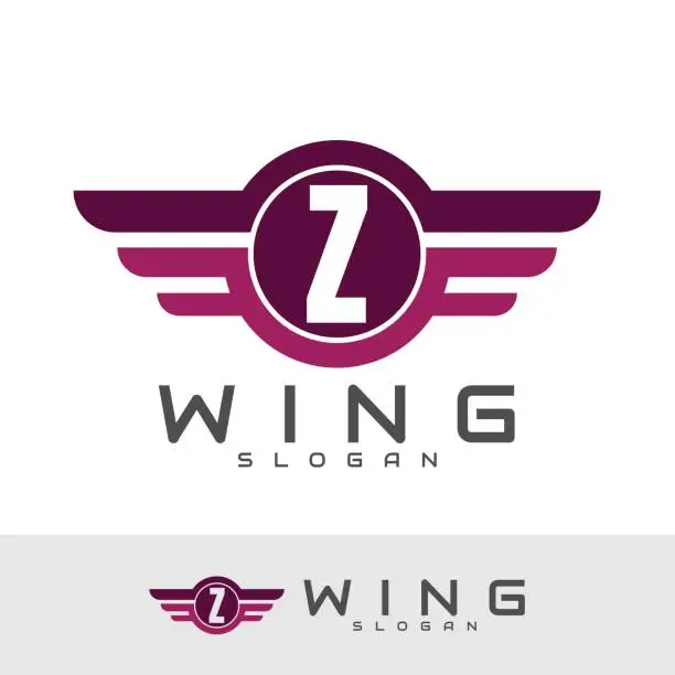 Vector illustration of Letter Z wings icon design template