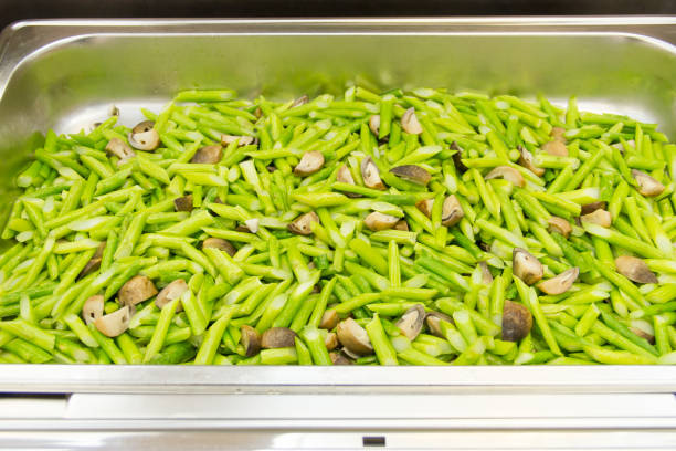 istock Stir asparagus with straw mushrooms 697801382