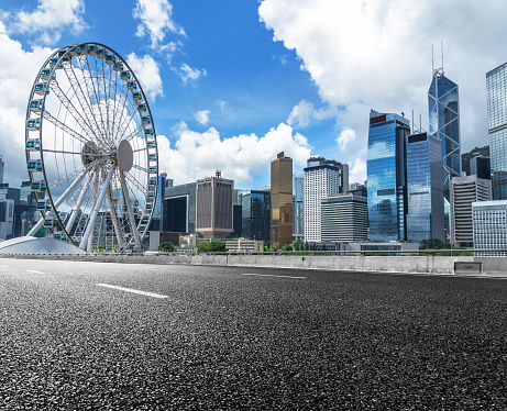 Empty downtown street intersection,shot in Hong Kong,China.