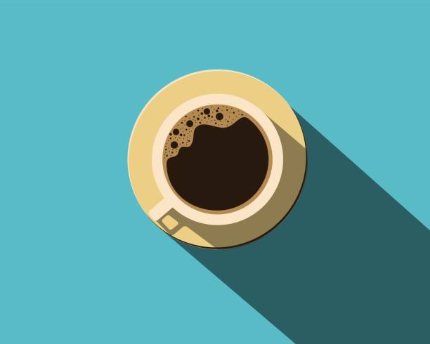 ilustrações de stock, clip art, desenhos animados e ícones de top view cup of coffee. - coffee top view