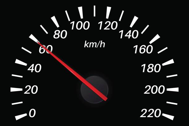 prędkościomierz. 60 km na godzinę - kilometers per hour stock illustrations