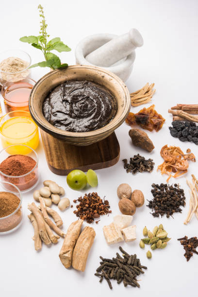 istock Indian Ayurvedic dietary supplement called Chyawanprash / chyavanaprasha  is a cooked mixture of sugar, honey, ghee, Indian Gooseberry (amla), jam, sesame oil, berries, herbs and various spices 697823022