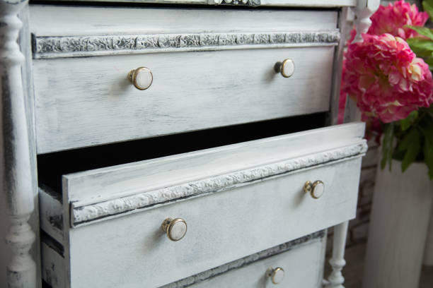 Old chest of drawers with an extended box