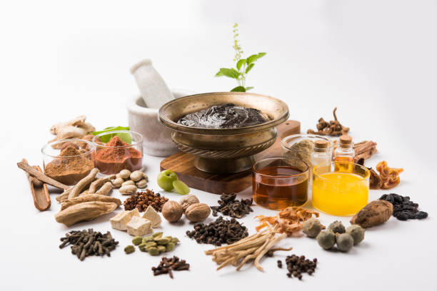 istock Indian Ayurvedic dietary supplement called Chyawanprash / chyavanaprasha  is a cooked mixture of sugar, honey, ghee, Indian Gooseberry (amla), jam, sesame oil, berries, herbs and various spices 697826496
