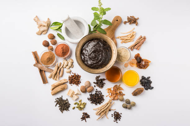istock Indian Ayurvedic dietary supplement called Chyawanprash / chyavanaprasha  is a cooked mixture of sugar, honey, ghee, Indian Gooseberry (amla), jam, sesame oil, berries, herbs and various spices 697826680