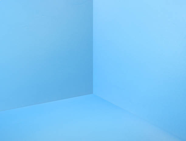 istock Empty room corner painted in pastel blue color studio room background,Mock up template for display or montage of design or text 697827244