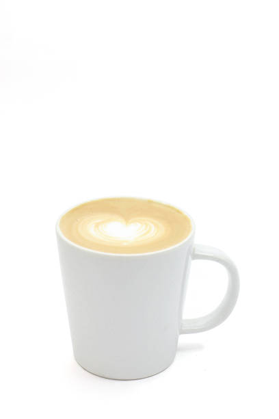 istock Hot coffee cafe latte in white background 697828134