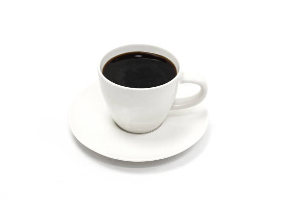 istock Hot coffee black coffee on white background 697830742