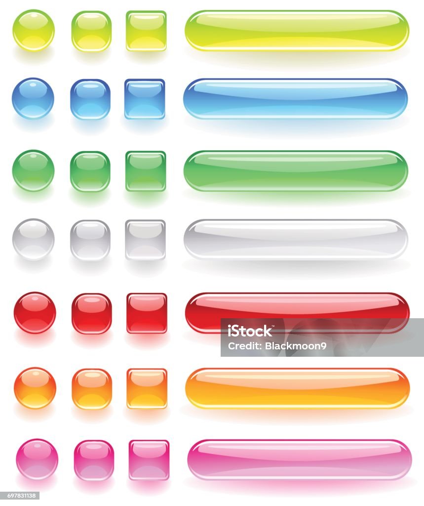 computer icons from the bright colored glass computer icons from the bright colored, transparent glass on a white background. Button - Sewing Item stock vector