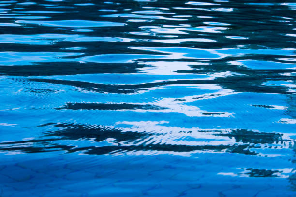 istock Reflection of sky on the moving water surface in the pool 697831160