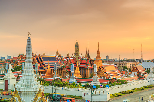 Wat Phra Kaew Landmark of Bangkok city Temple of the Emerald Buddha Bangkok, Asia Thailand