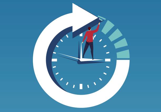 illustrazioni stock, clip art, cartoni animati e icone di tendenza di uomo d'affari e tempo - clock face clock time deadline