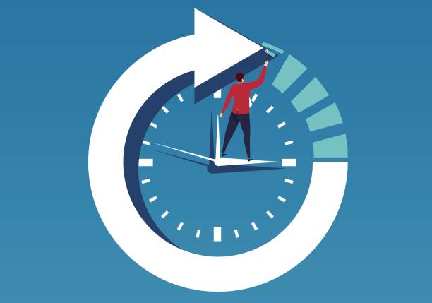ビジネスマンと時間 - clock face clock time deadline点のイラスト素材／クリップアート素材／マンガ素材／アイコン素材