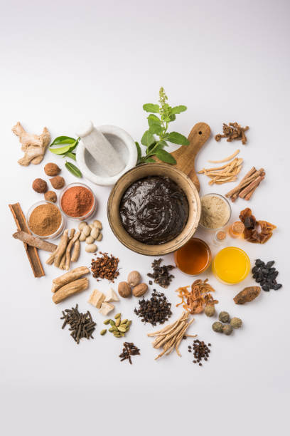 istock Indian Ayurvedic dietary supplement called Chyawanprash / chyavanaprasha  is a cooked mixture of sugar, honey, ghee, Indian Gooseberry (amla), jam, sesame oil, berries, herbs and various spices 697838582