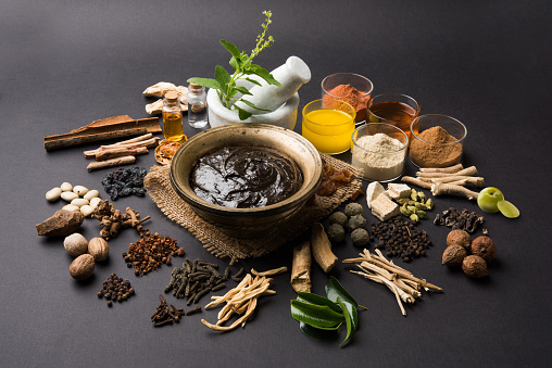 Indian Ayurvedic dietary supplement called Chyawanprash / chyavanaprasha  is a cooked mixture of sugar, honey, ghee, Indian Gooseberry (amla), jam, sesame oil, berries, herbs and various spices