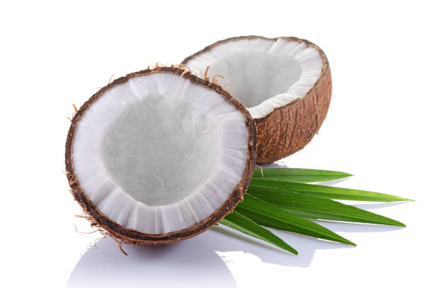 istock Fresh coconut with green palm leaves 697845160