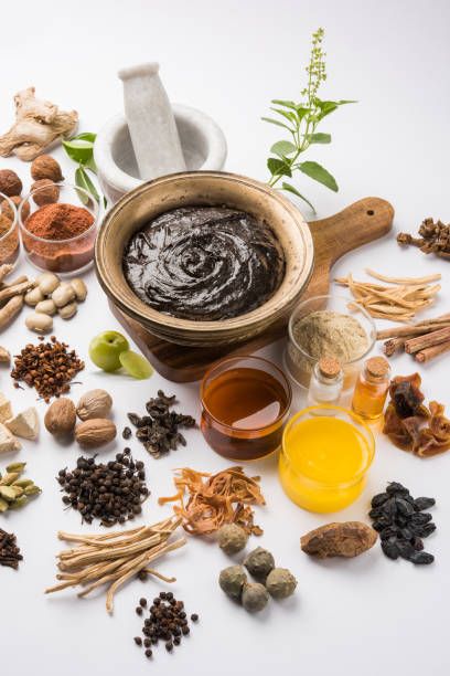 istock Indian Ayurvedic dietary supplement called Chyawanprash / chyavanaprasha  is a cooked mixture of sugar, honey, ghee, Indian Gooseberry (amla), jam, sesame oil, berries, herbs and various spices 697845522