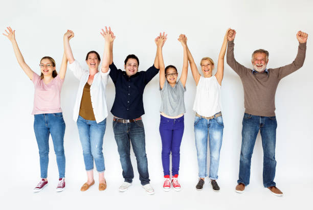 istock Group of diversity people standing together as a team 697849330