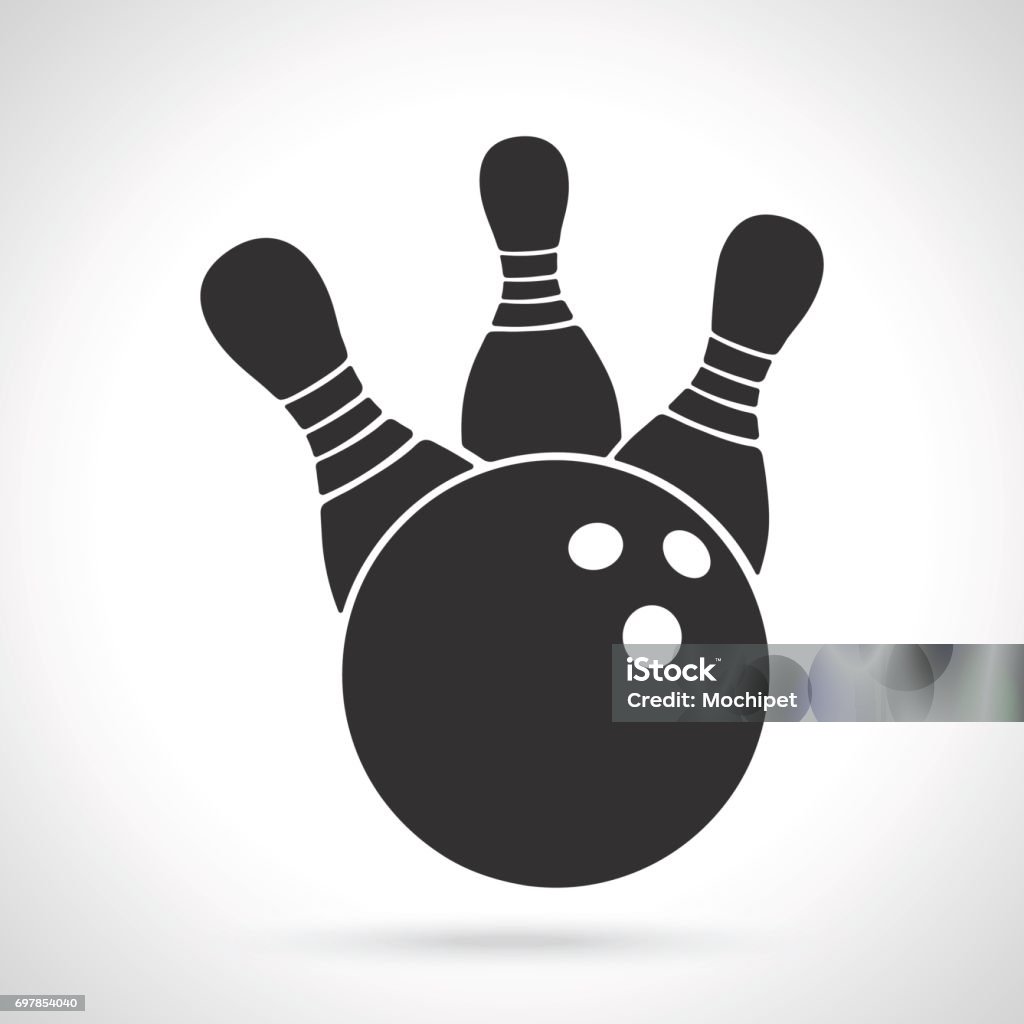 Silhouette of bowling ball knocks down pins Vector illustration. Silhouette of bowling ball knocks down pins. Sports equipment. Patterns elements for greeting cards, wallpapers Bowling Ball stock vector