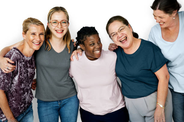 istock Happiness group of girlfriends smiling and huddle together 697856352
