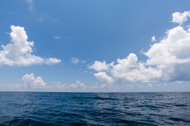 istock perfect blue sky and water of ocean background 697859476