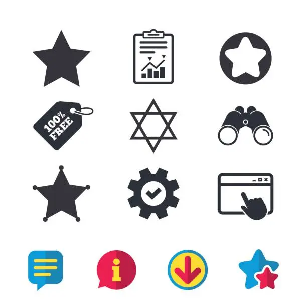 Vector illustration of Star of David icons. Symbol of Israel.