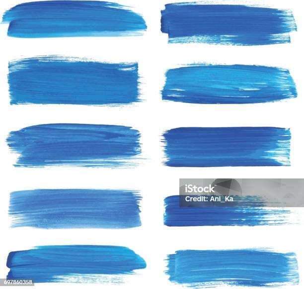 Set Of Watercolor Strokes Stock Illustration - Download Image Now - Paint, Watercolor Painting, Blue