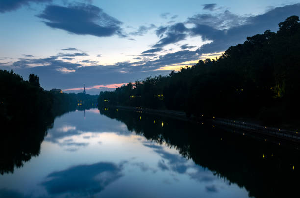 Turin scenic view on fiume Po and Mole Antonelliana