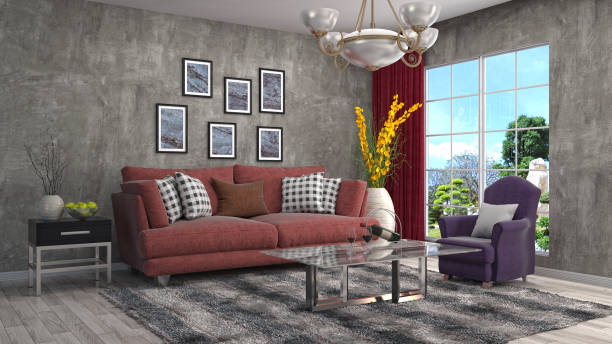 istock Interior living room. 3d illustration 697864412