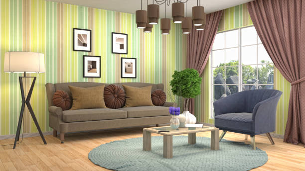 istock Interior living room. 3d illustration 697864514