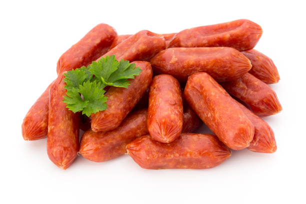 istock Peperoni or salami, parsley sausage. Isolated on white background. 697864932