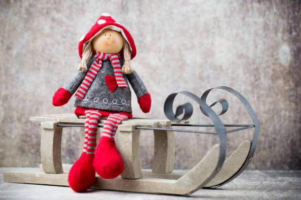 istock Christmas greeting card. Noel gnome background. Christmas symbol. 697865268