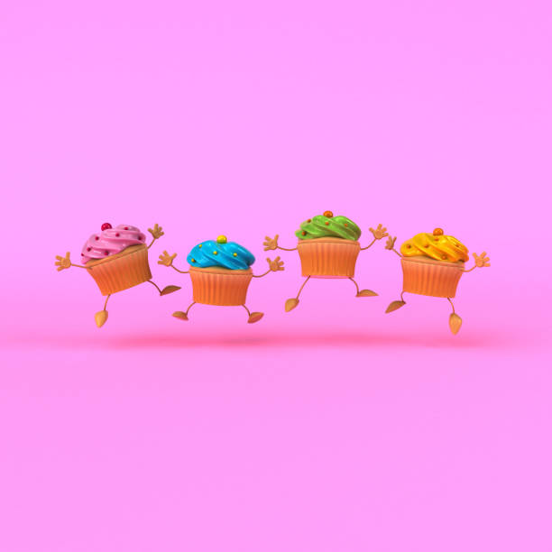 istock Cartoon cupcakes - 3D Illustration 697868824