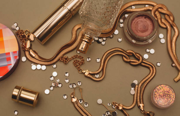 istock Cosmetics make up artist objects: lipstick, eye shadows, eyeliner, concealer, powder, tools for make-up 697869770