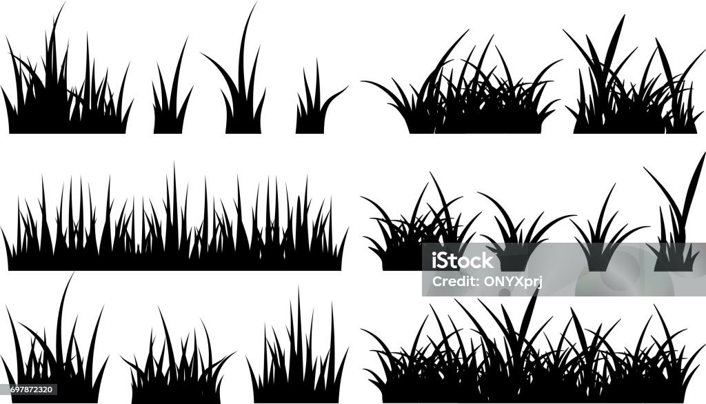 Monochrome illustration of grass. Vector silhouettes Monochrome illustration of grass. Vector black silhouettes nature grass field Grass stock vector